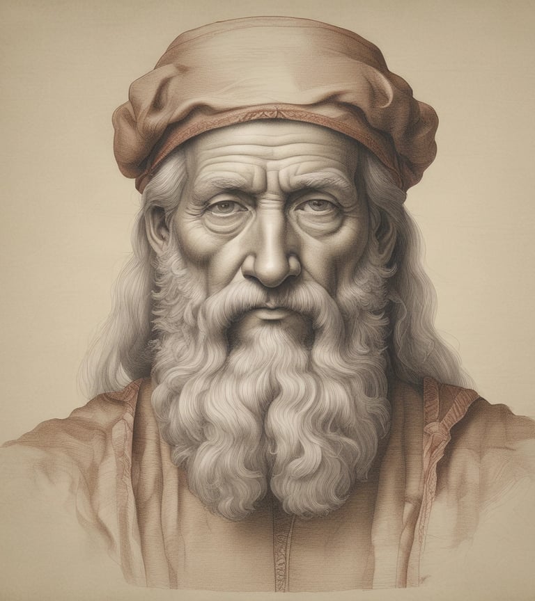 A digital portrait blending AI-generated textures with hand-drawn sketch lines, showcasing the fusion of technology and artistry.