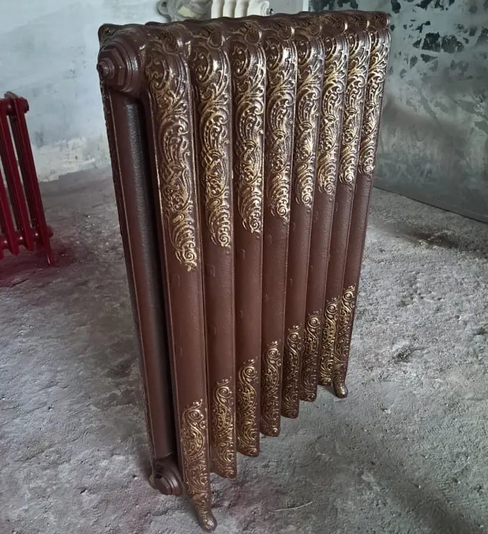 kahve üstü varak işlemeli nostaljik döküm radyatör