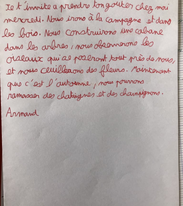 Résultat après rééducation écriture