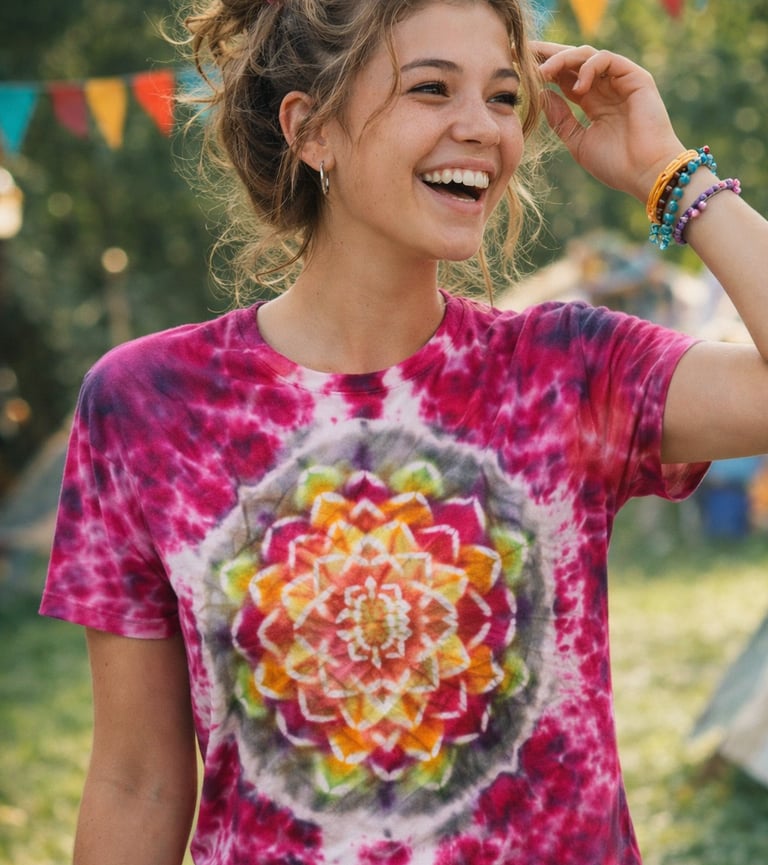 Mandala tie-dye on female model
