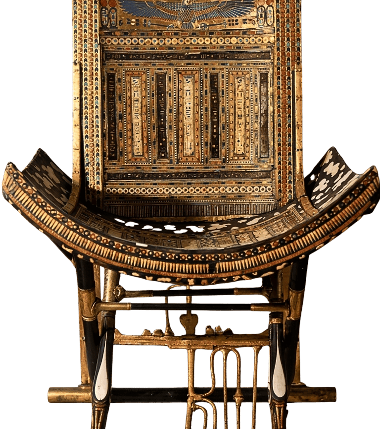 Trône de Toutankhamon, modèle de la copie de musée entreprise par l'Atelier l'Am'arante