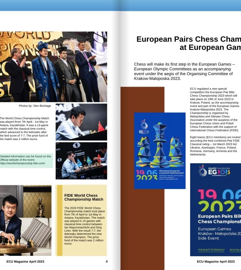 ECU E-Magazine April by the ECU Commissions. European Chess Union. Chess Clicks. Chess Magazine