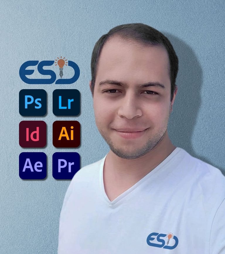 a man with a white shirt and a white shirt, Ehab Salah -Egyptian Graphic Designer & Digital Marketer