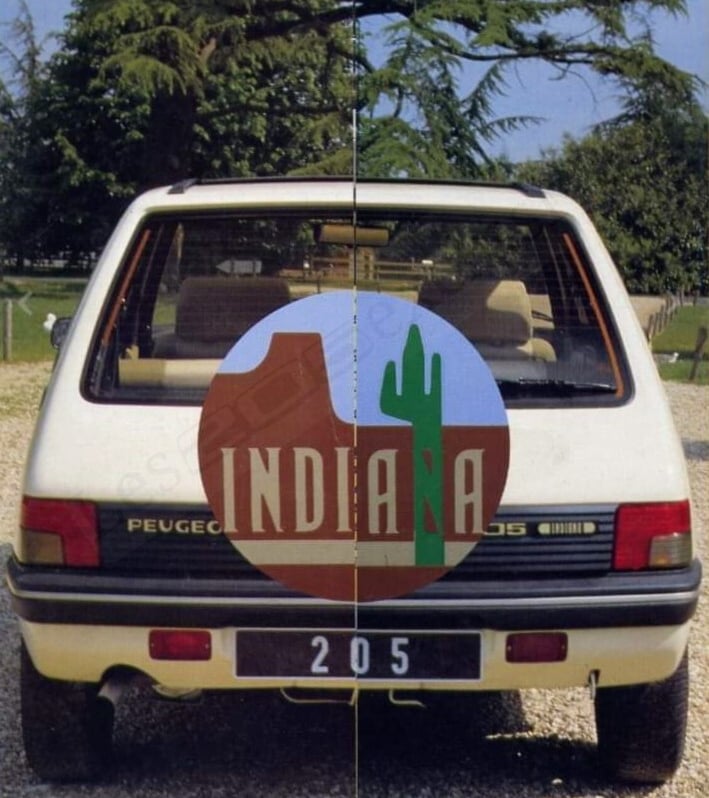 Brochure Performances Peugeot 205 Indiana (dédiée uniquement au réseau Peugeot)