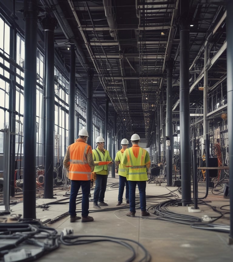 A professional team member working with electrical components.