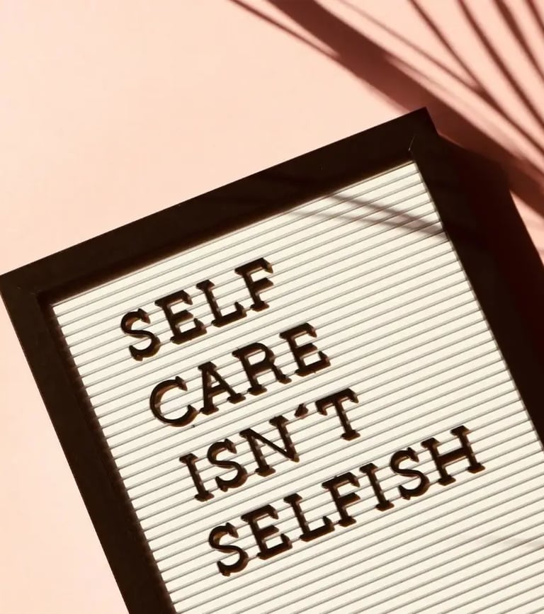 a feminine picture with frame with reminder Self-care isn't selfish