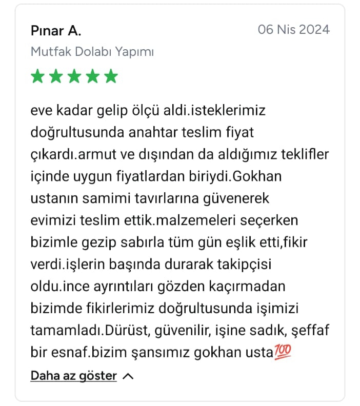 Pınar ankarada ev tadilatı için evaloft yapı dekorasyon firmasını öven olumlu görüşlerini bildirdi