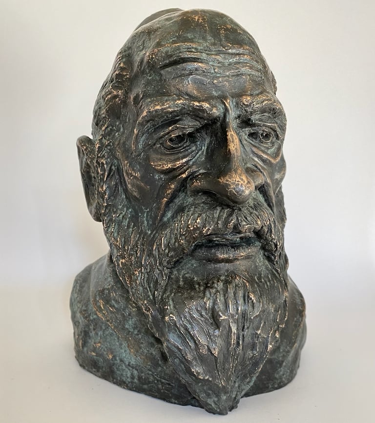 sculpture bronze tête homme barbe
