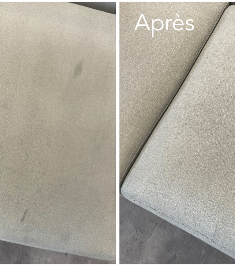 Avant après nettoyage en profondeur canapé gris par m&m services pro rouen