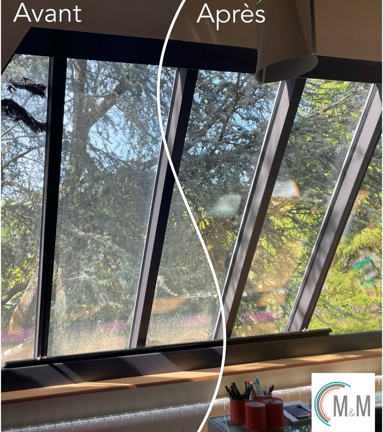 avant - après nettoyage de vitres en hauteur par m&m services pro rouen