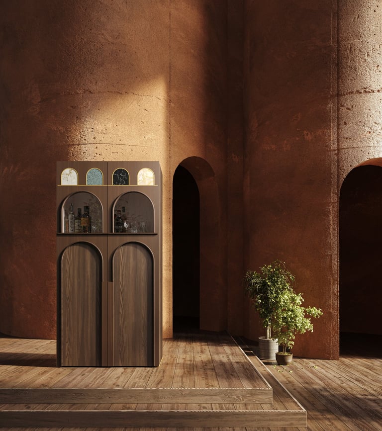 Giulia Sbrogiò | designer - augusto - mobile augusto - mobile bar- borsato interior - noce canaletto mobile