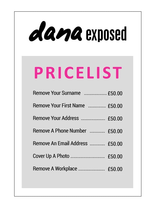 Exposure Removal Pricelist