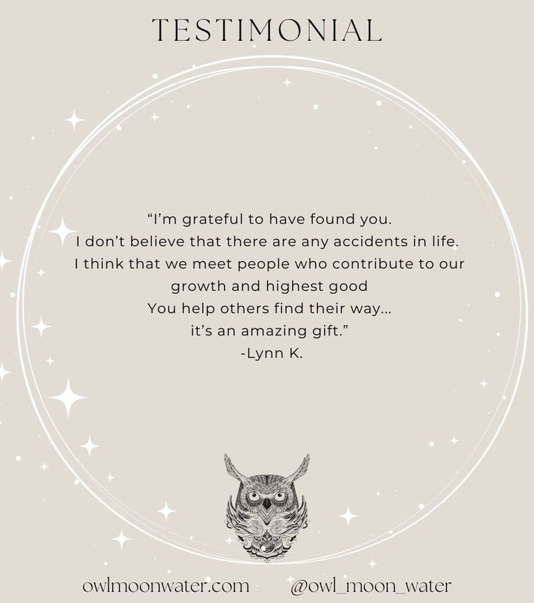 Psychic Reading Testimonial for Owl Moon Water