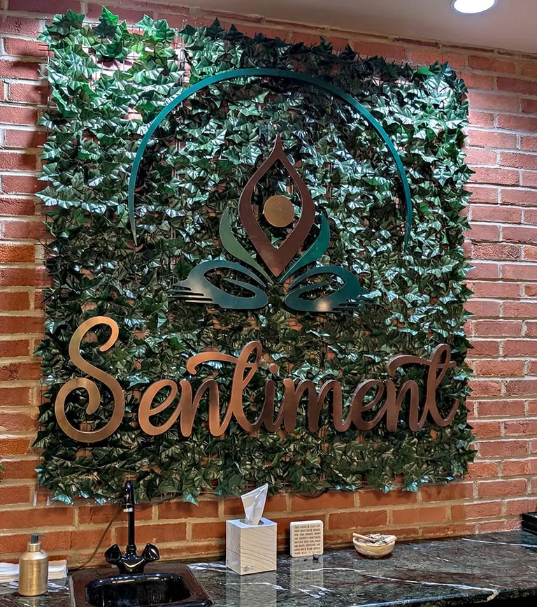 Sentiment Sessions Wellness Spa front counter backdrop