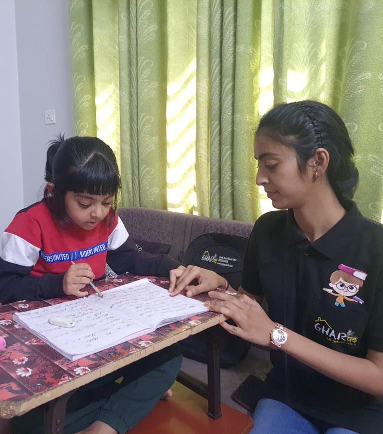 a home tutor from gharpadh teaching a student