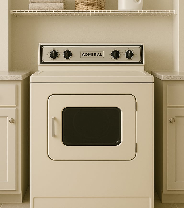 Vintage Admiral dryer in a laundry room – expert appliance repair service in Ottawa