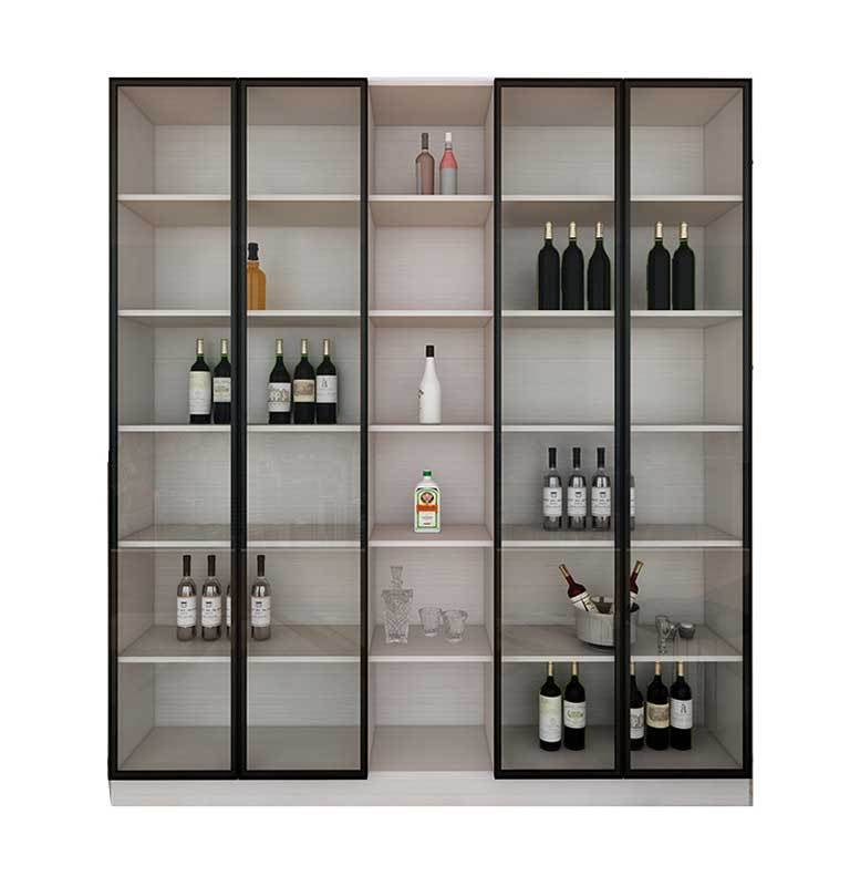  Modern aluminum wine cabinet with glass doors