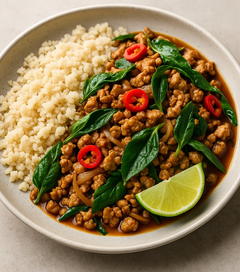 Thai Basil Chicken with Cauliflower Rice