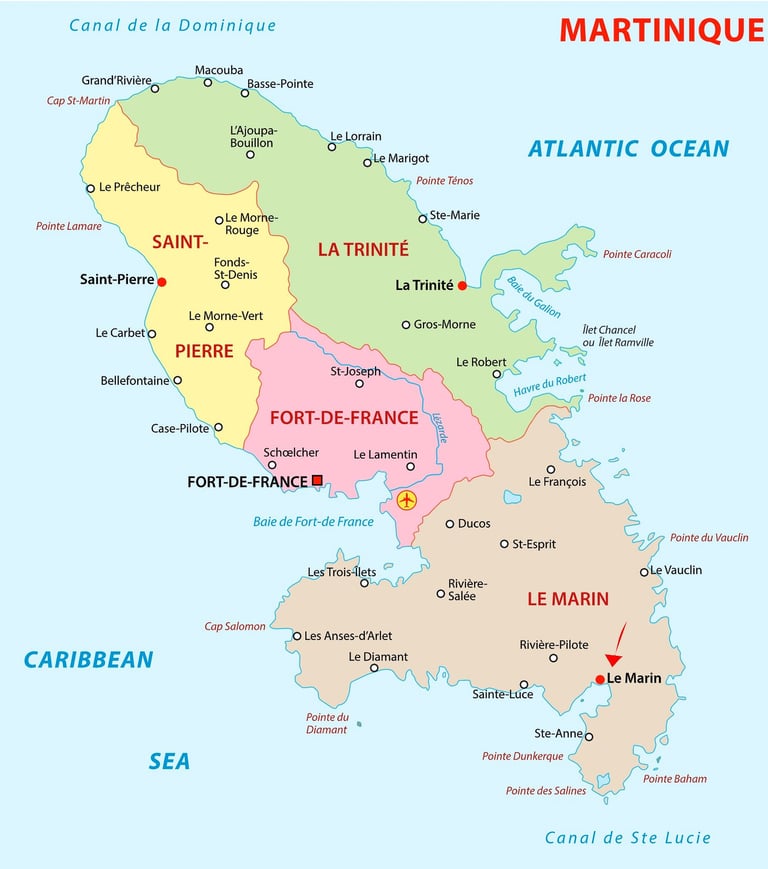 Carte zones livraison voiture Martinique LocXperience