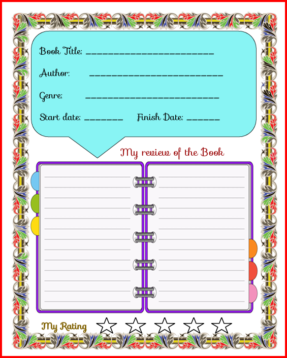 Reading Log Journal Page