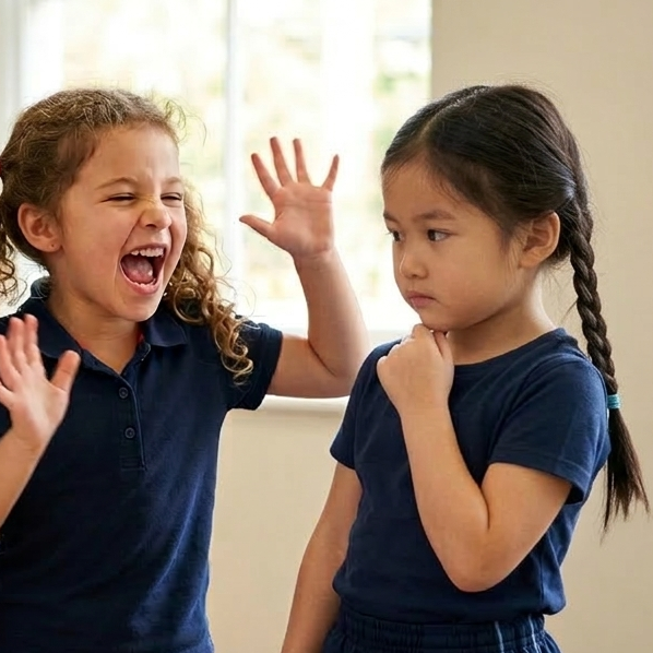 School girl with ADHD blasting in a social situation.