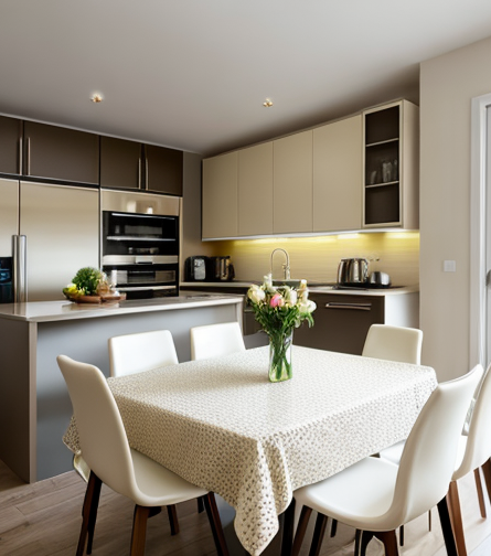 Šviesiai ruda taškuota staltiesė