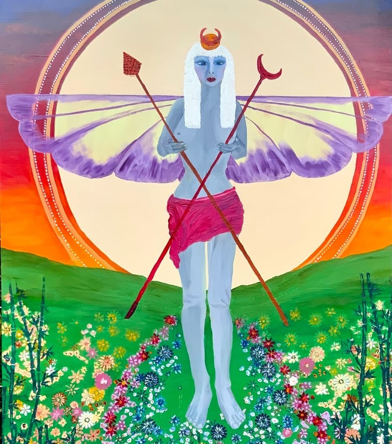 fairy-priestess oil on plywood 80-x-120cm