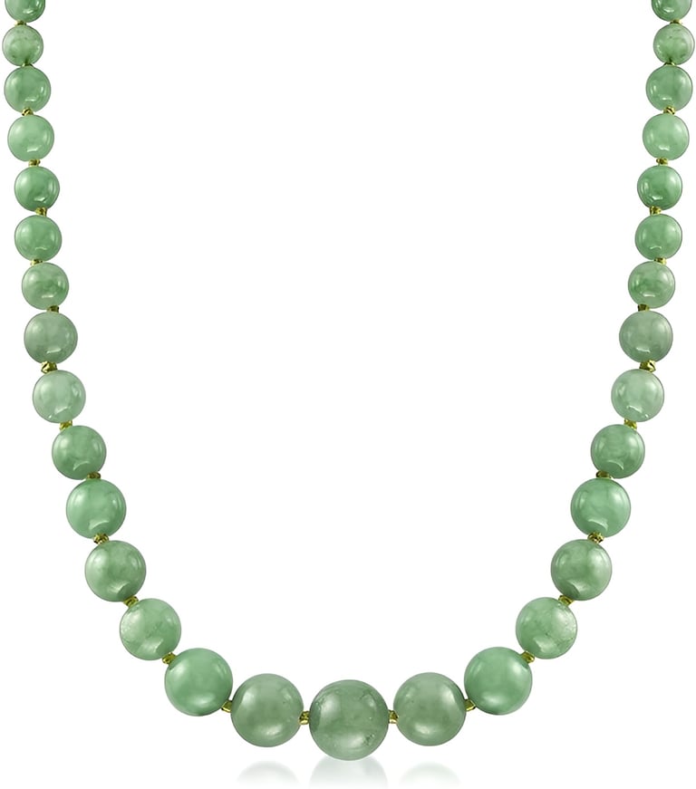 Jade Beaded Graduated Necklace with Gold Spacers