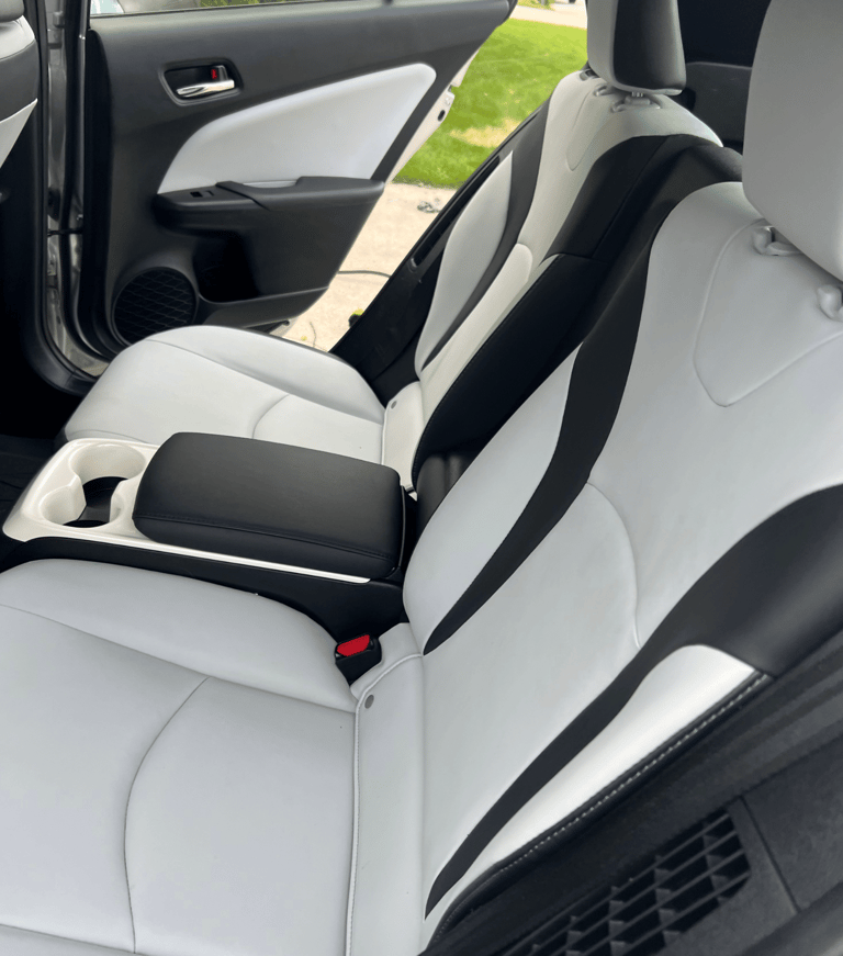 Leather seats conditioned and restored to their original smooth finish