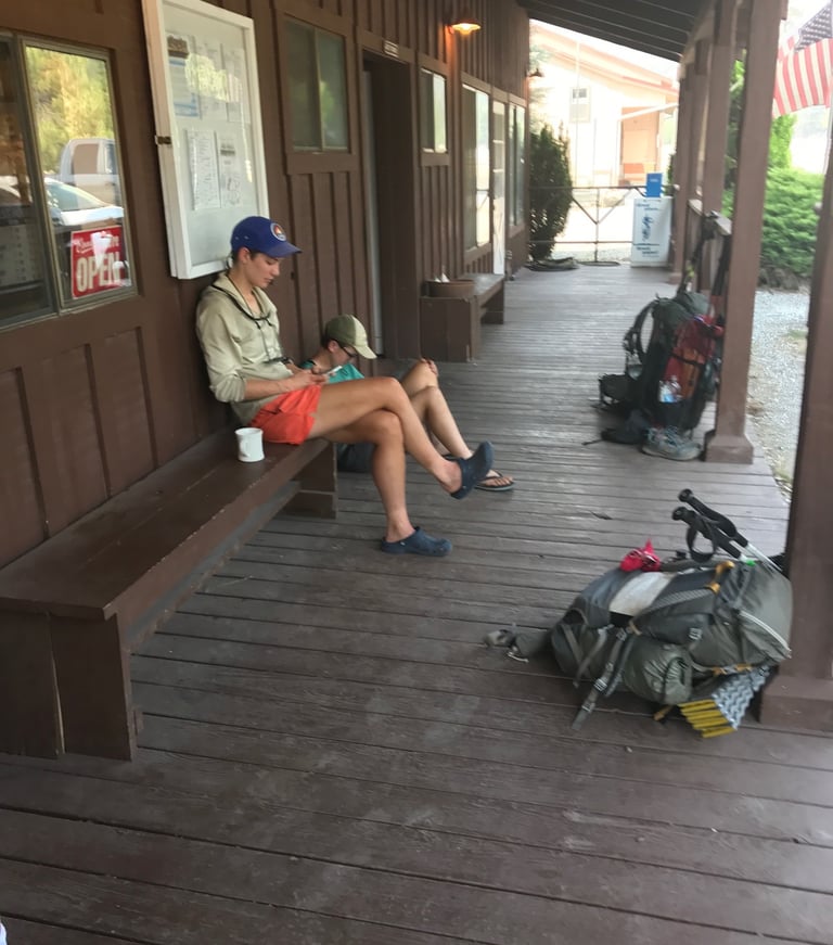 Pacific Crest Trail hikers at JJ's Cafe Old Town California