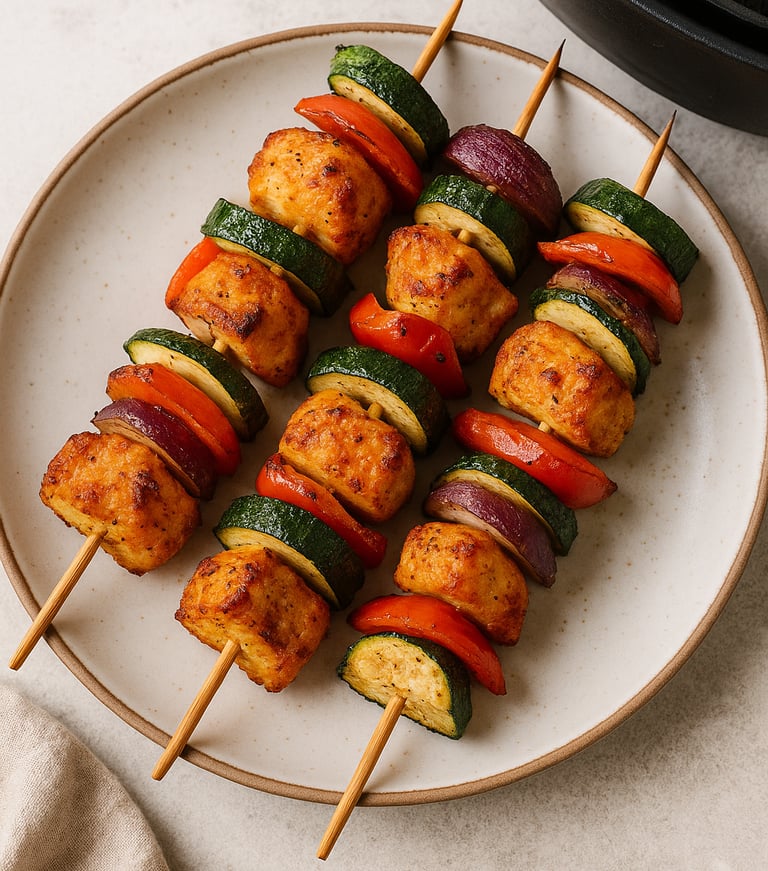 spiedini di pollo con verdure croccanti