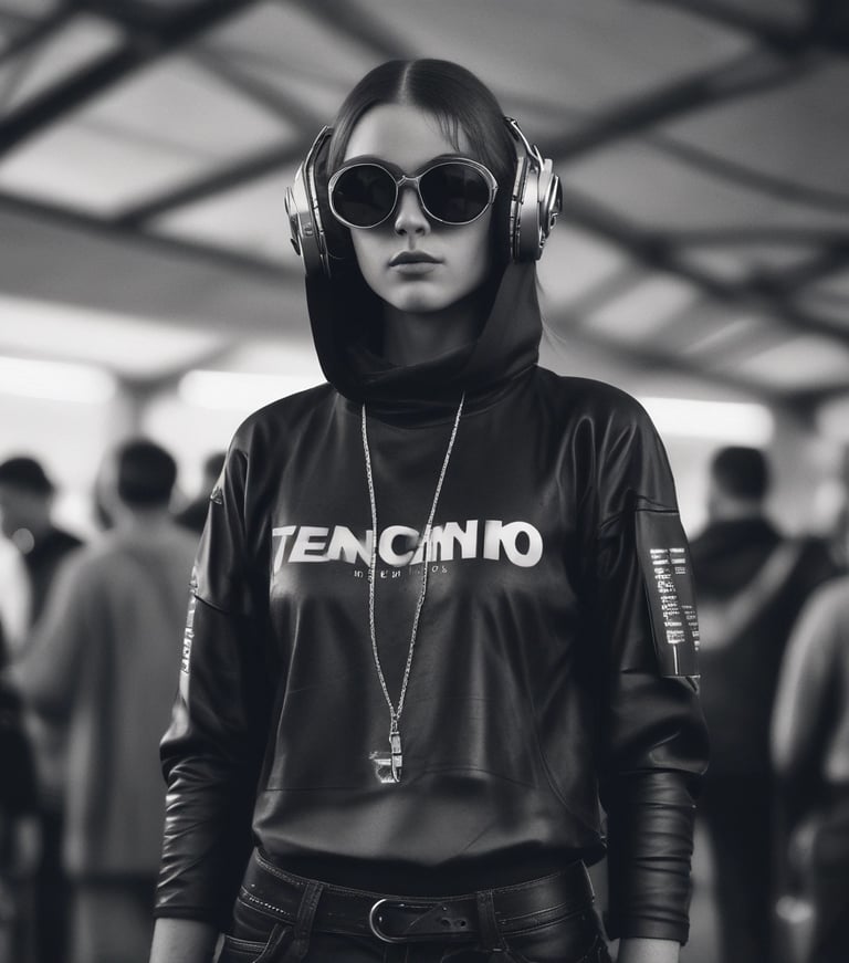 mujer vestida con outfit techno  festival rave techno bunker festival