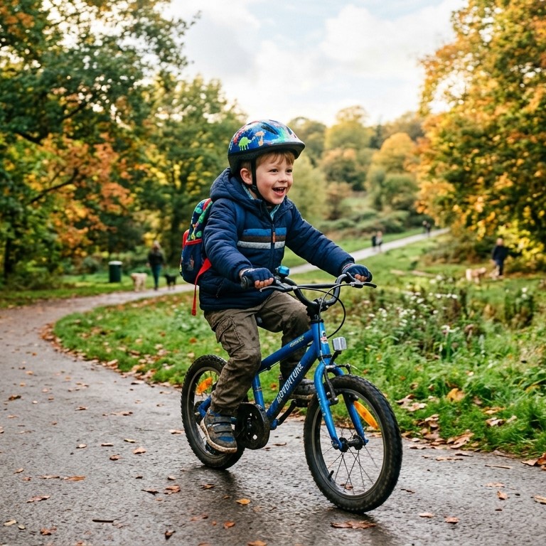 Young boy with ADHD riding a bike.