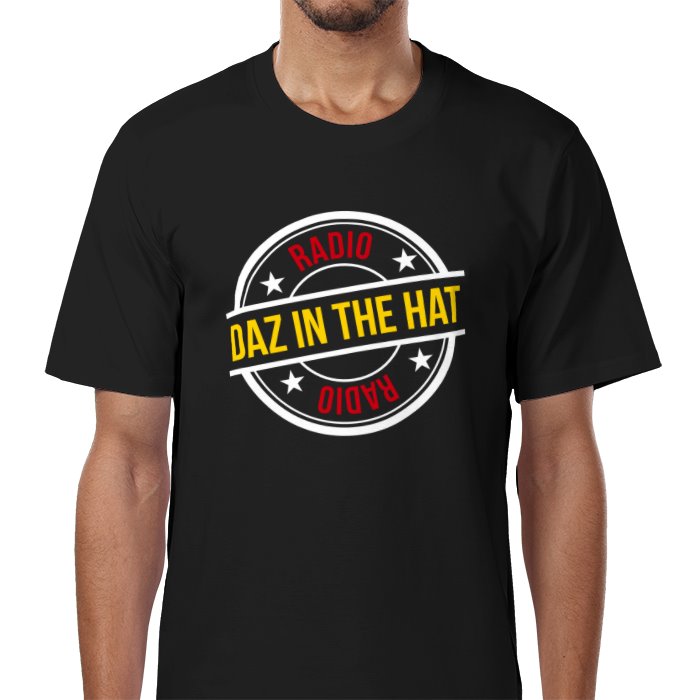 a man wearing a black shirt with the words azz in the hat