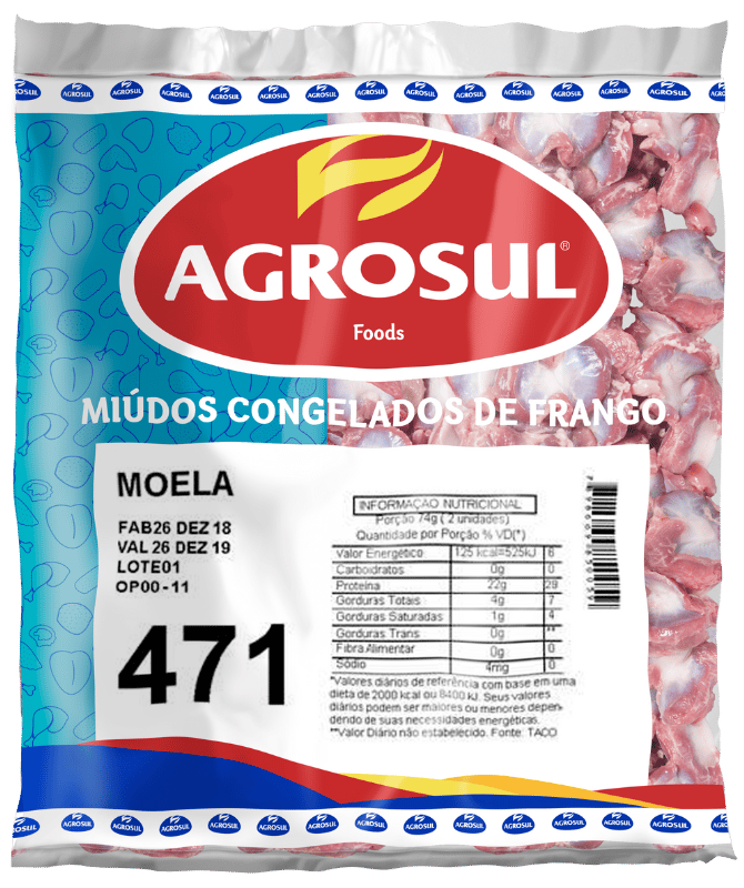 moela congelada peso padrão