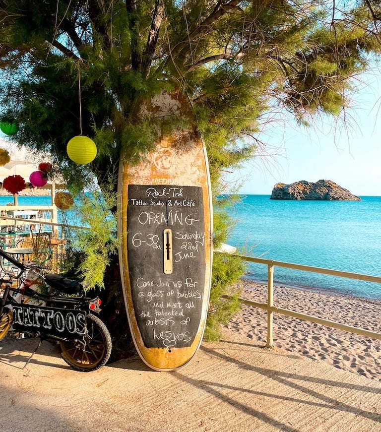 Bar de plage à Skala Eressos - île grecque de Lesbos
