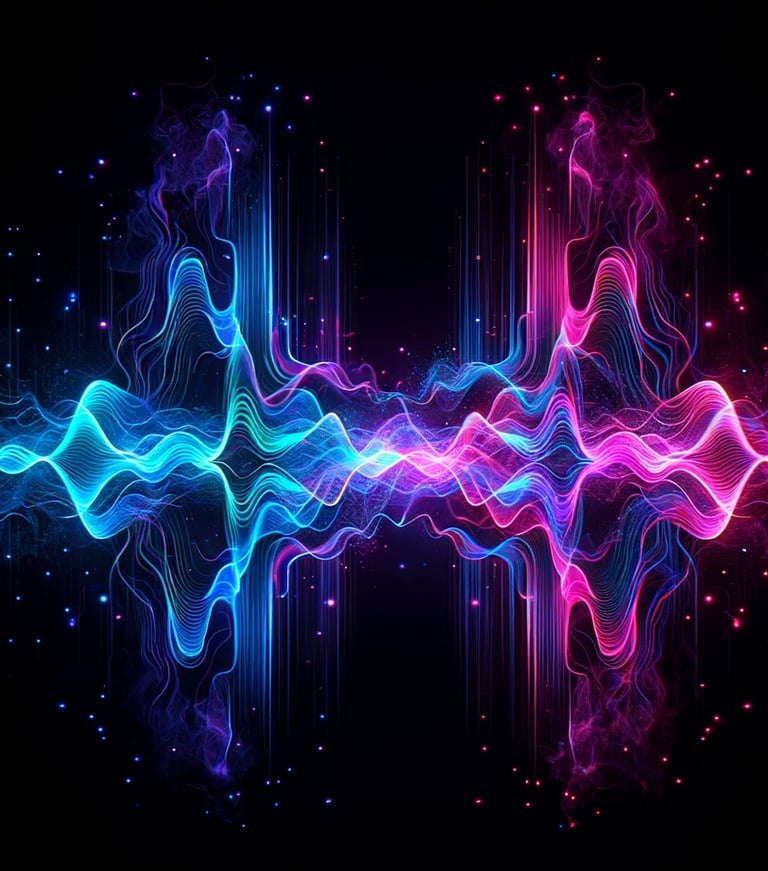 digital art that shows the fusion of cyan and turquoise waves fusing into one