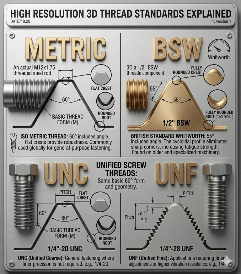 UNC Thread UNF BSW BSF Metric Thread NPT Thread BSP Thread