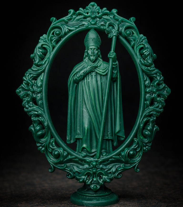 escultura en cera para medalla de cofradia con San Blas