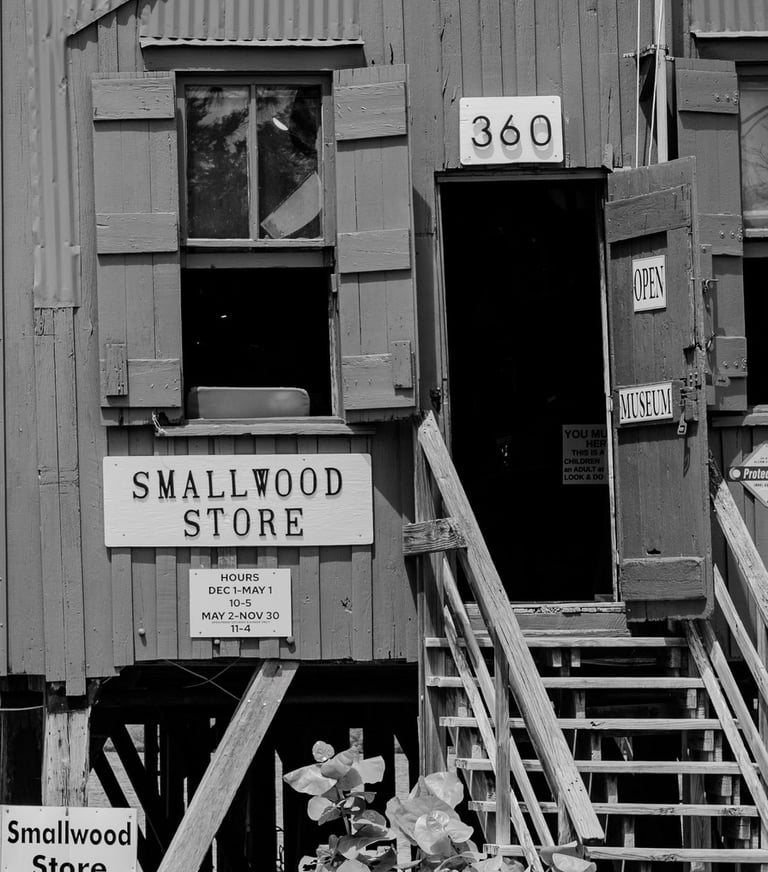 a bait and tackle general store in black and white in everglades city florida