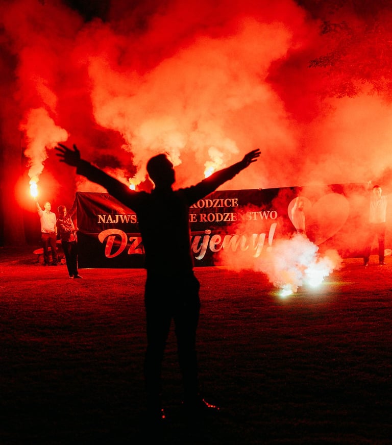 baner podziękowania na wesele pirotechnika ślub