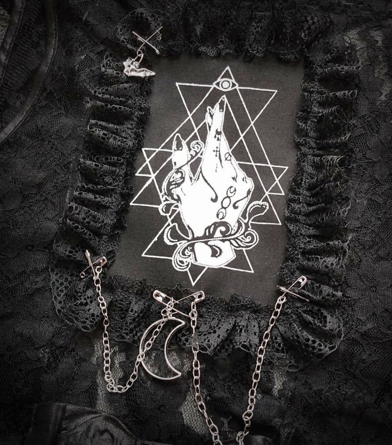 elegant and magical witch hand patch used as a back patch