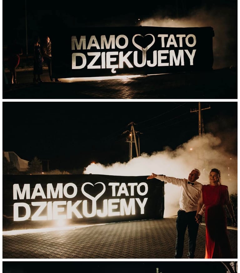 Nowoczesne podziękowania dla rodziców mamo tato dziękujemy folia