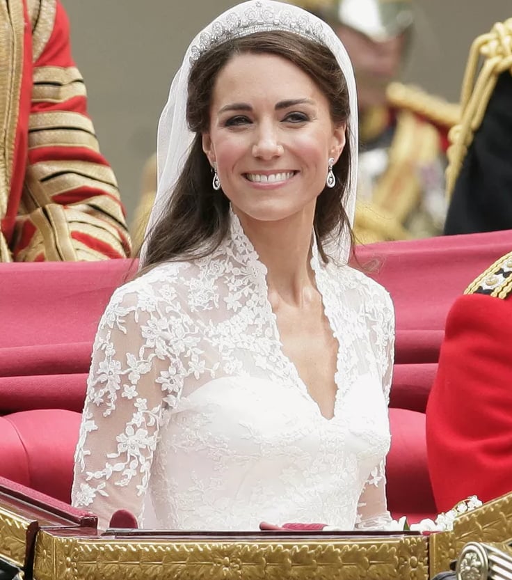 Kate Middleton wearing Cartier Halo tiara on her royal wedding day.
