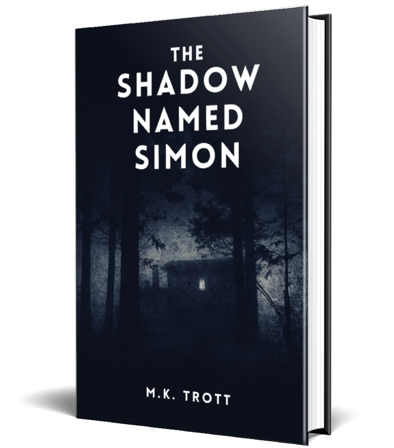 A black book cover featuring a house located in a deep dark forest