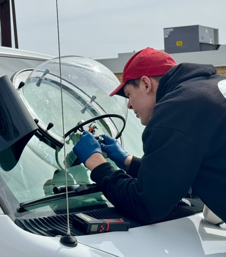 Nick completing a repair on one of our commercial clients' vehicles