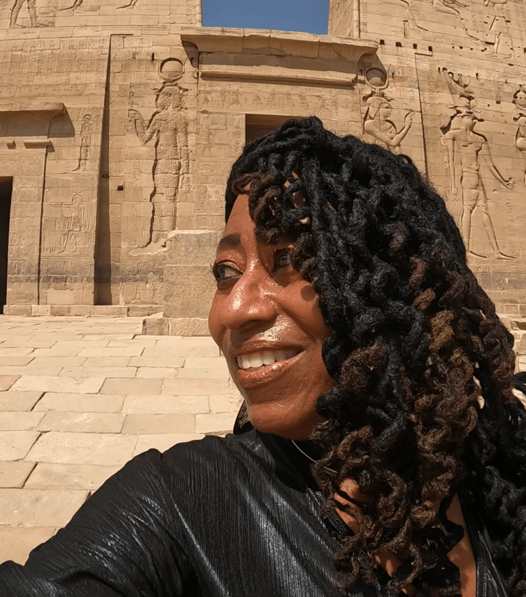 Davida Roze at the Temple of Isis at Philae Aswan Egypt