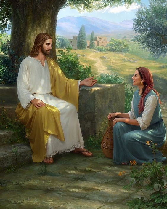 Jesus talking to the Samaritan woman