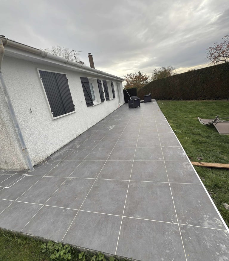 pose carrelage extérieur terrasse Béthune