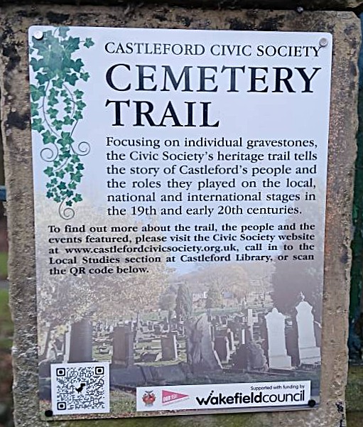 Sign on Cemetery gates and QR coded video. 